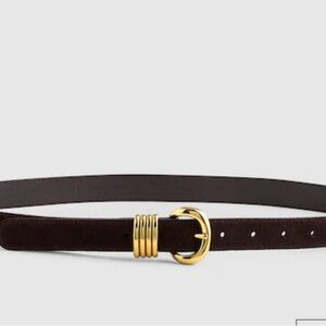 Madewell Dark Brown Belt with Gold Buckle